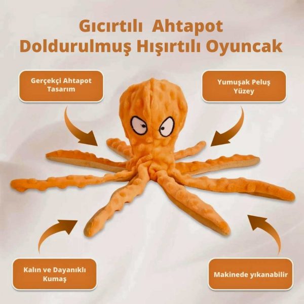 ANS W571 Peluş Oyuncak – Sevimli ve Dayanıklı Ahtapot Köpek Oyuncağı - Görsel 5