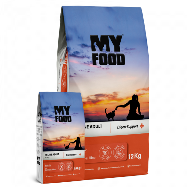 MY FOOD Yetişkin Kedi Maması Kuzu Etli & Pirinçli 12 KG – Sindirim Dostu ve Lezzetli Beslenme