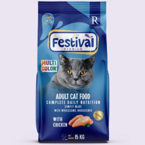 FESTİVAL PREMIUM ADULT CAT FOOD WITH GOURMENT MULTI COLOR WITH CHICKEN 15 KG