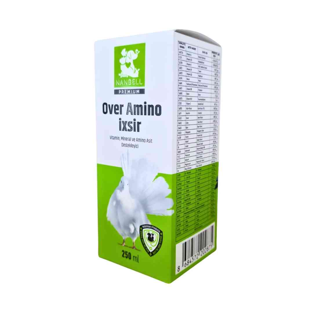 Nanbell Over Amino İxsir – Kuşlar İçin Vitamin, Mineral ve Amino Asit Takviyesi 250 ml | Gelişim, Dayanıklılık ve Tüy Sağlığı Desteği - Görsel 3