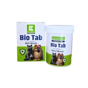 Nanbell Bio Tab – Kedi ve Köpekler İçin Biotin Takviyesi 120 Tablet | Tüy Dökülmesini Azaltır, Parlaklık Kazandırır