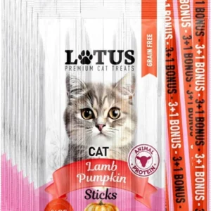 Lotus Cat Lamb & Pumpkin Sticks 4’lü Kedi Ödül Çubuğu 6gr x 4 – Kuzu Etli Balkabaklı Leziz Sticks (%85 Et İçerikli)